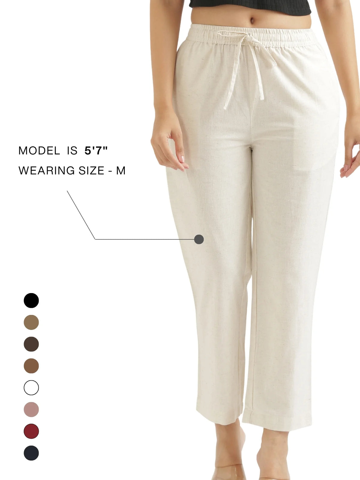 Women Ecru Airy Linen Relaxed Straight Pant