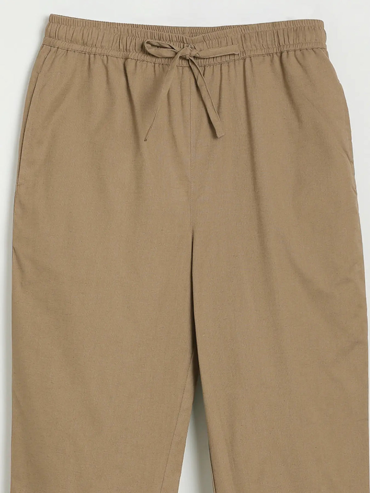 Women Khakhi Airy Linen Relaxed Straight Pant