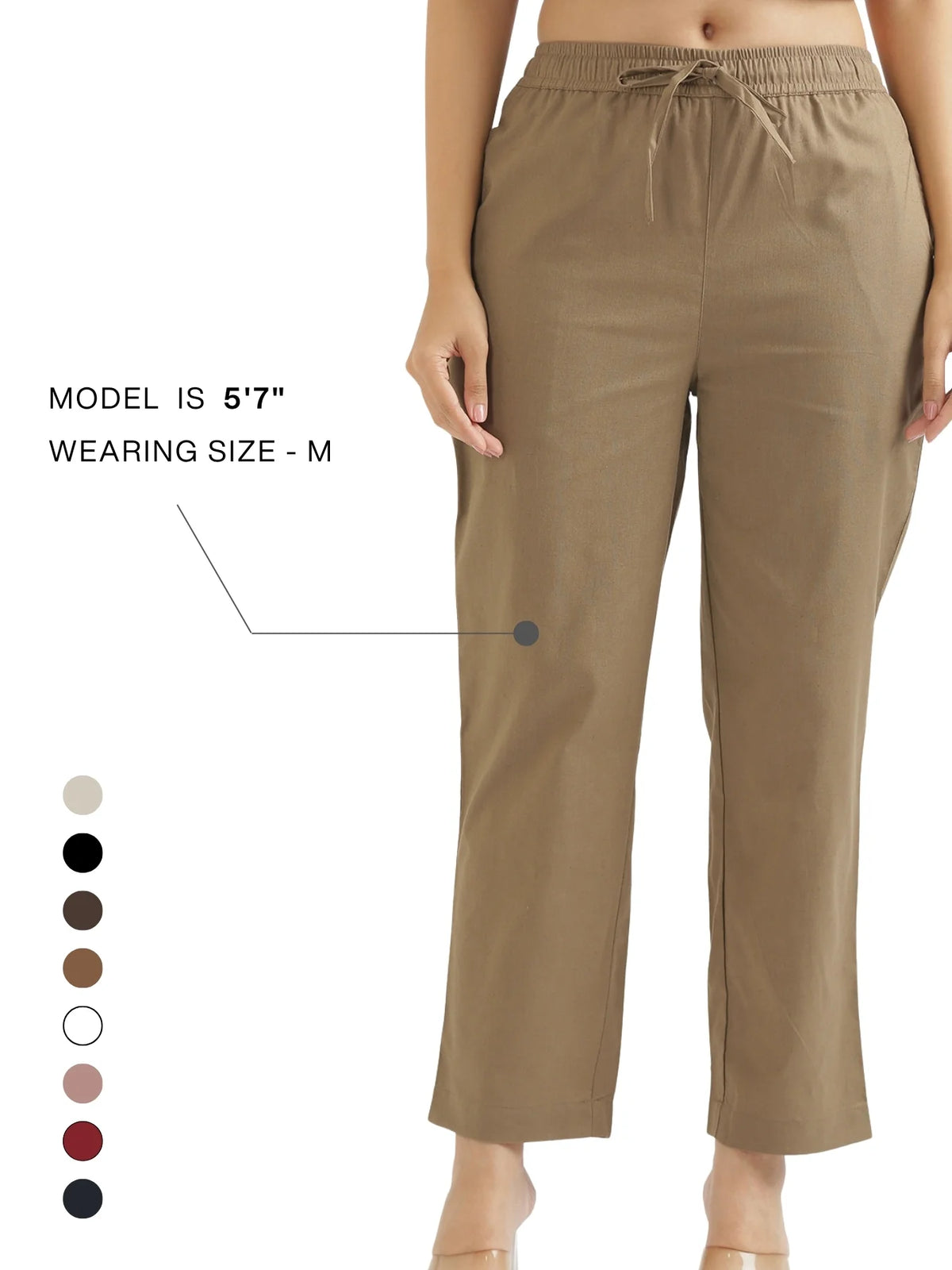 Women Khakhi Airy Linen Relaxed Straight Pant