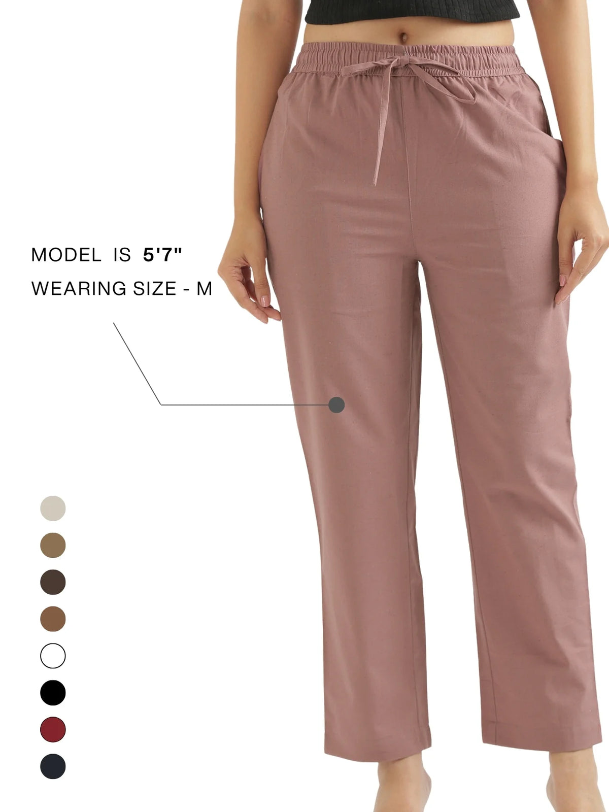Women Rose Taupe Airy Linen Relaxed Straight Pant