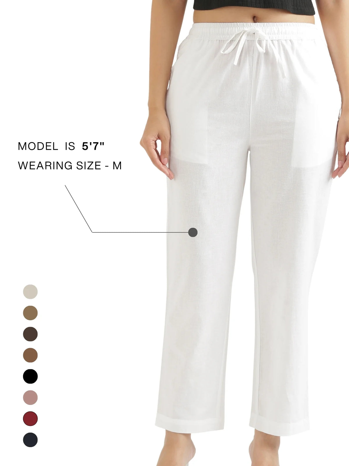 Women White Airy Linen Relaxed Straight Pant