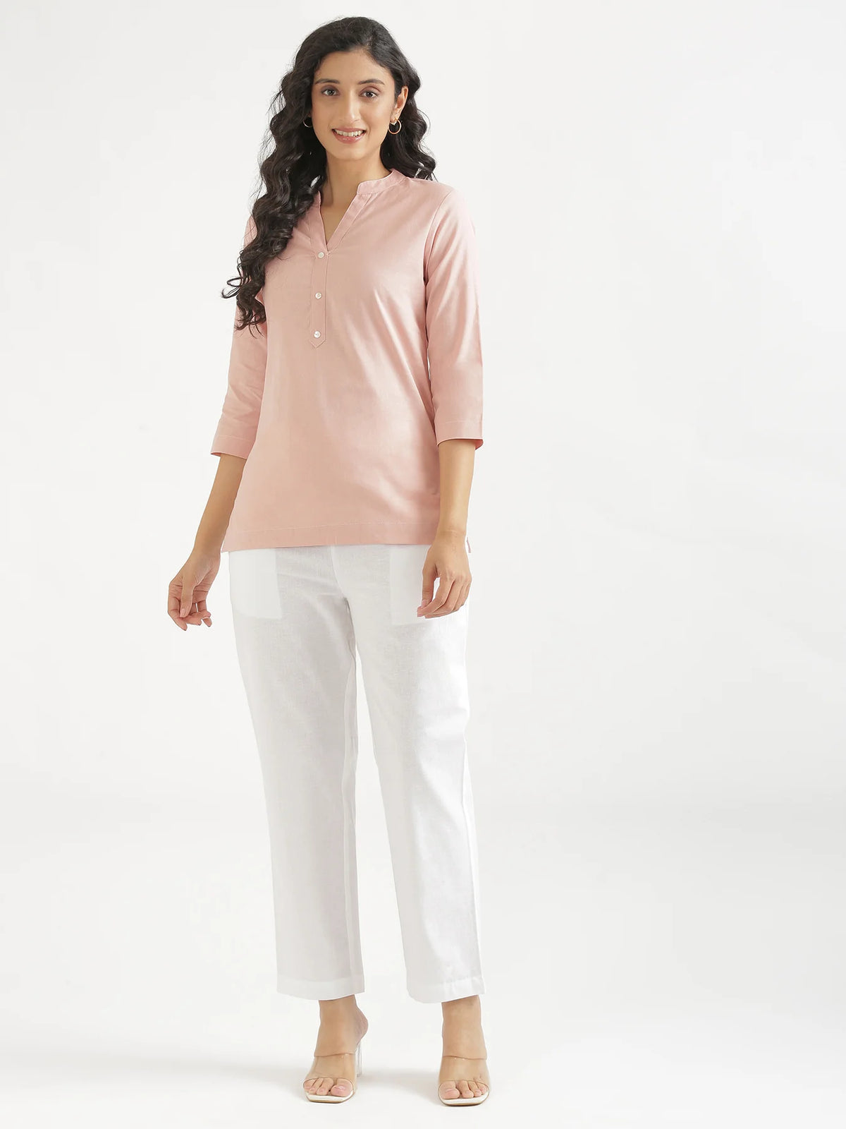 Women White Airy Linen Relaxed Straight Pant