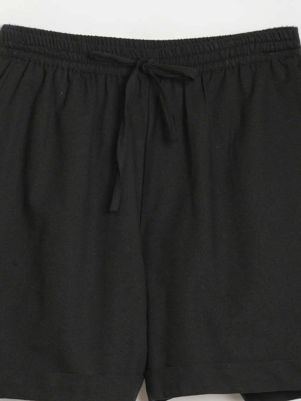 Women Black Airy Linen Shorts