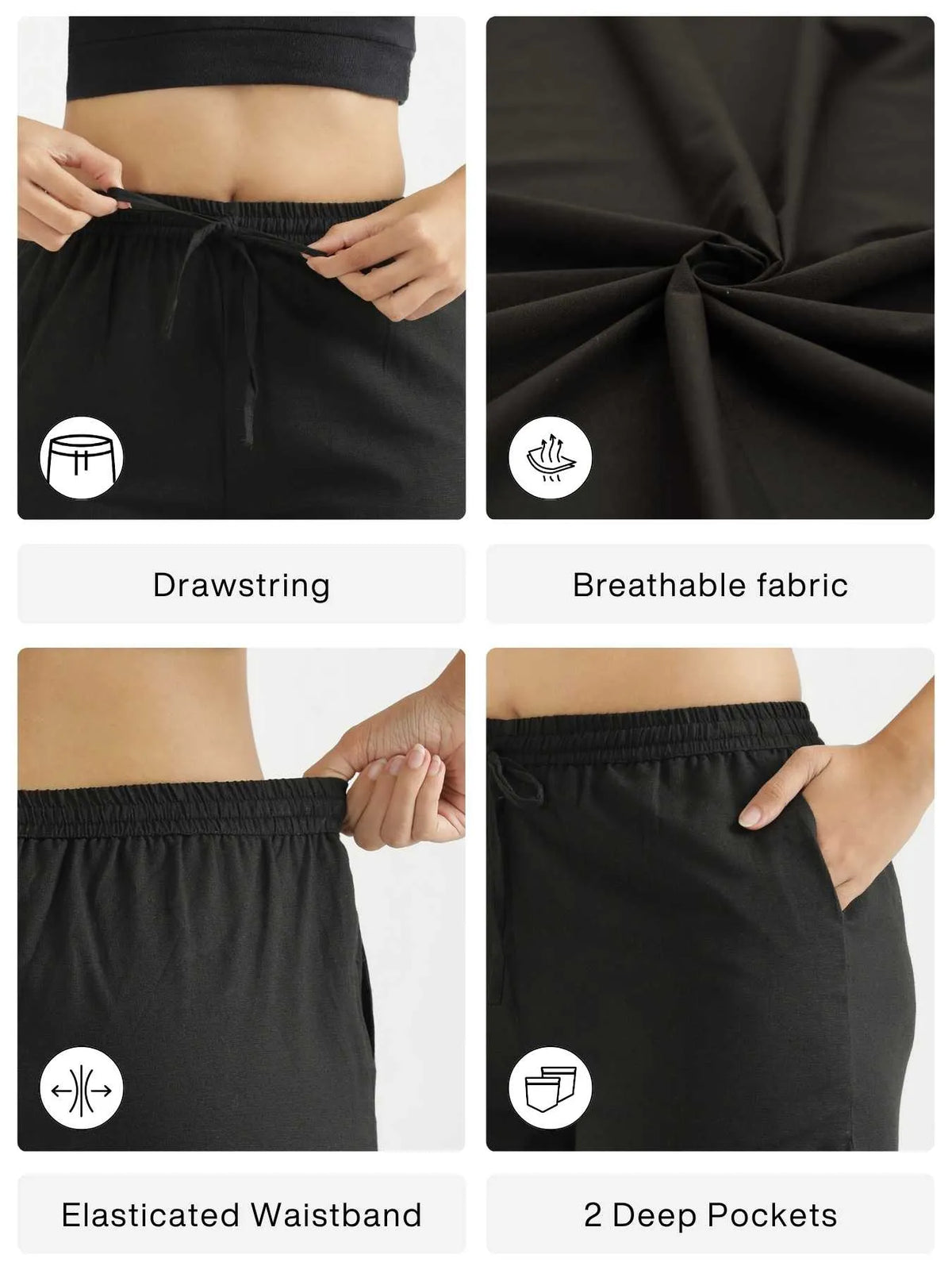Women Black Airy Linen Shorts