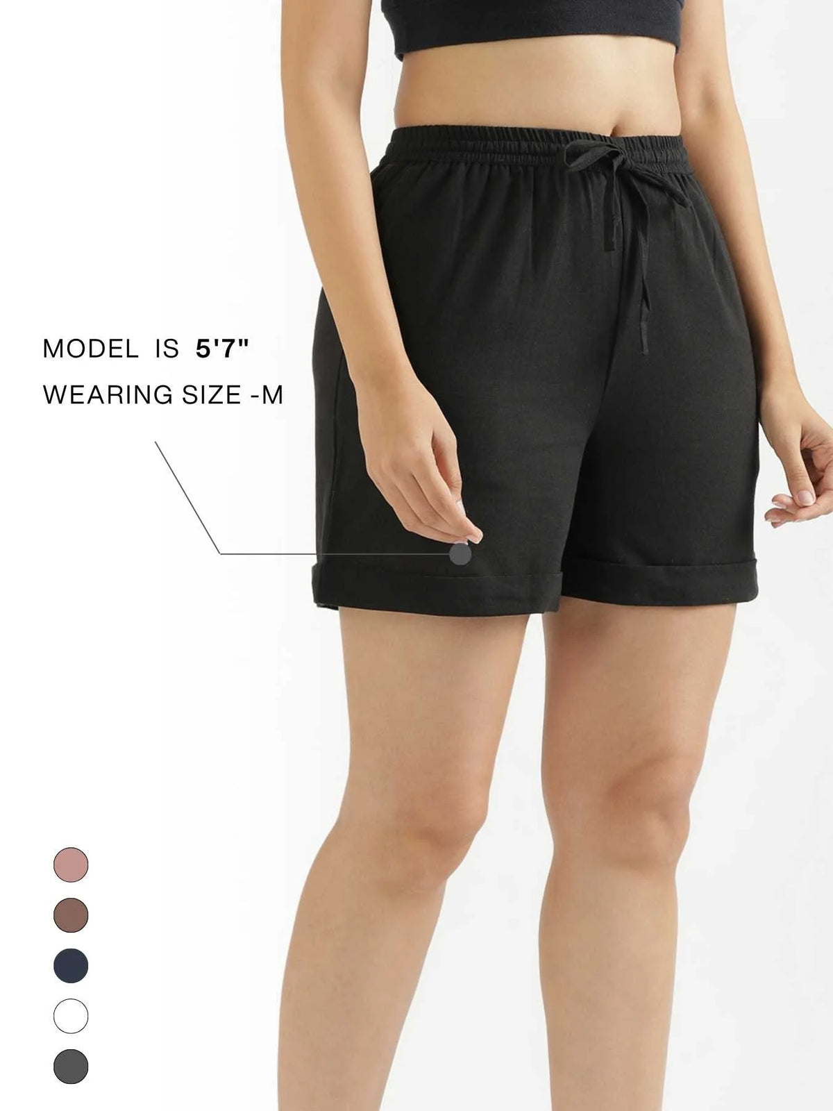 Women Black Airy Linen Shorts