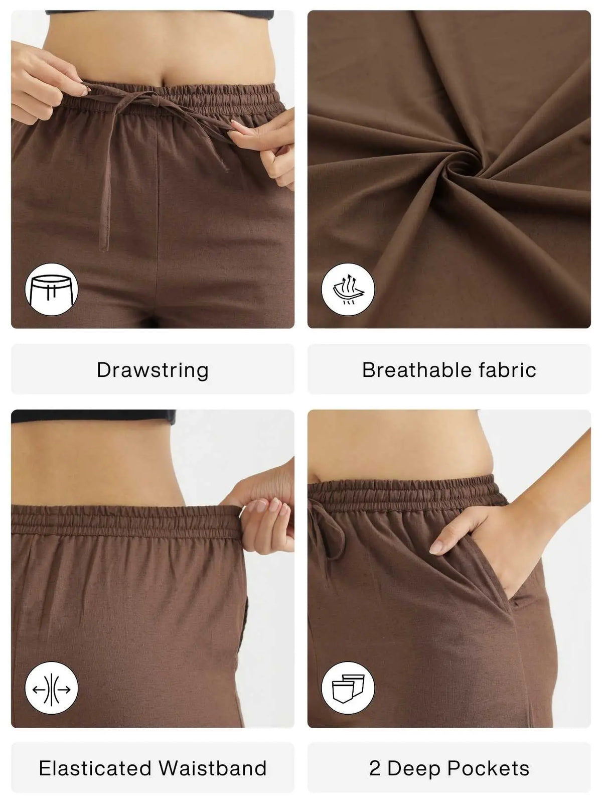 Women Dark Brown Airy Linen Shorts