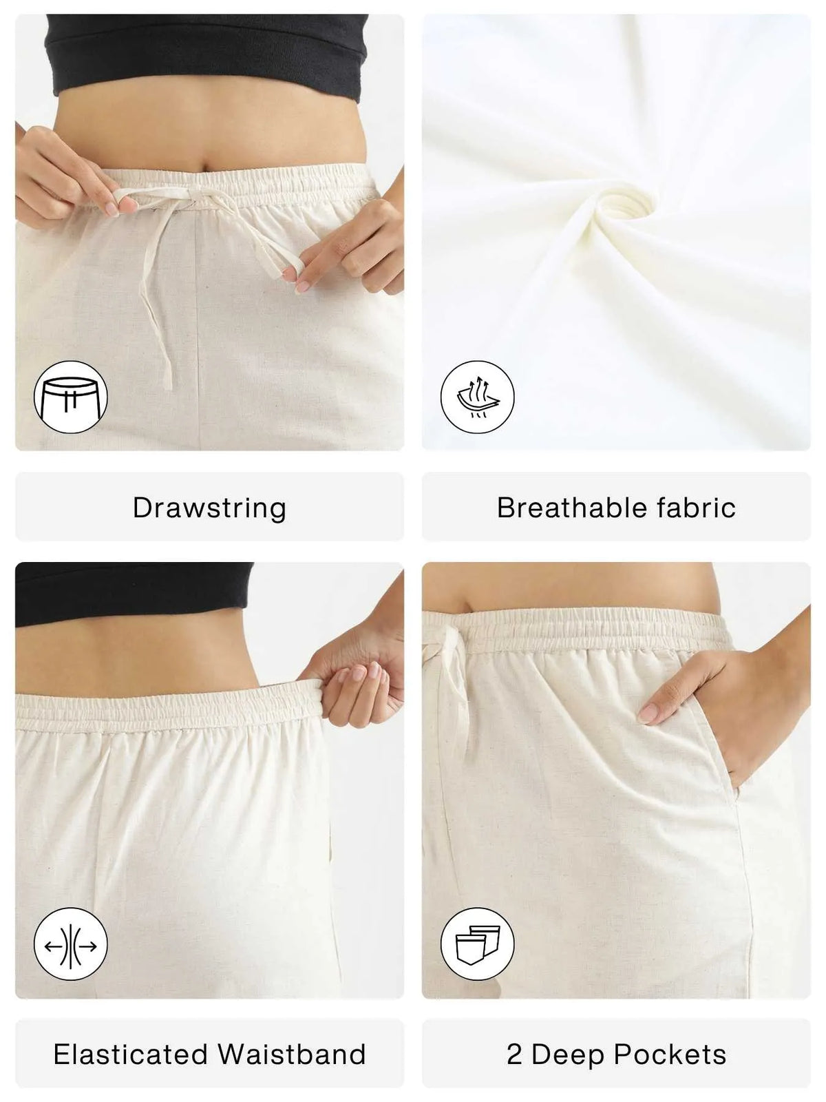 Women Ecru Airy Linen Shorts