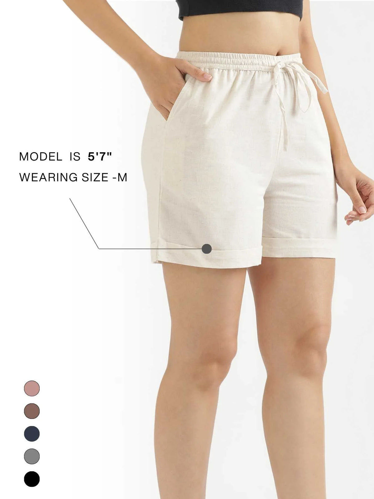 Women Ecru Airy Linen Shorts