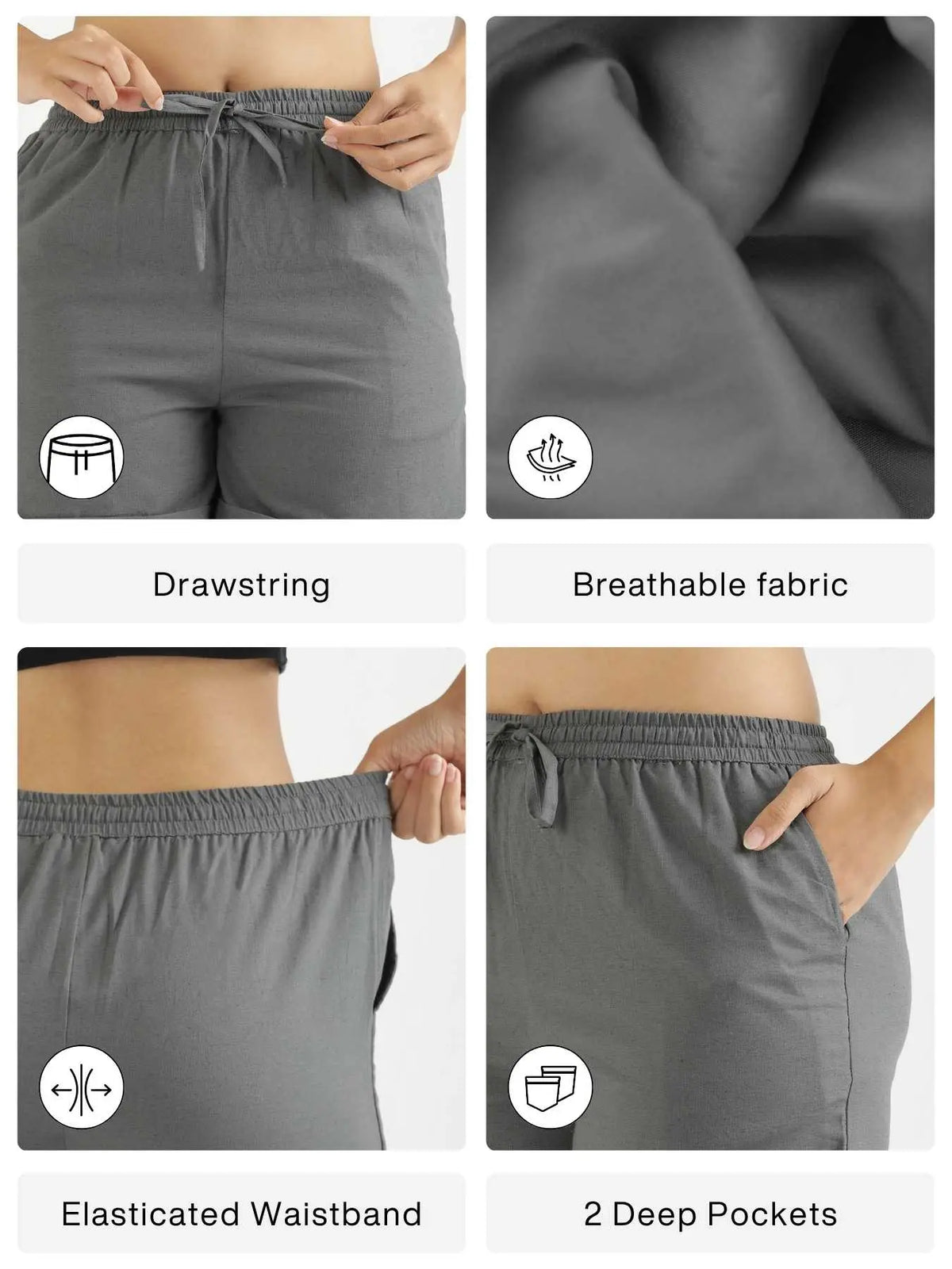 Women German Grey  Airy Linen Shorts