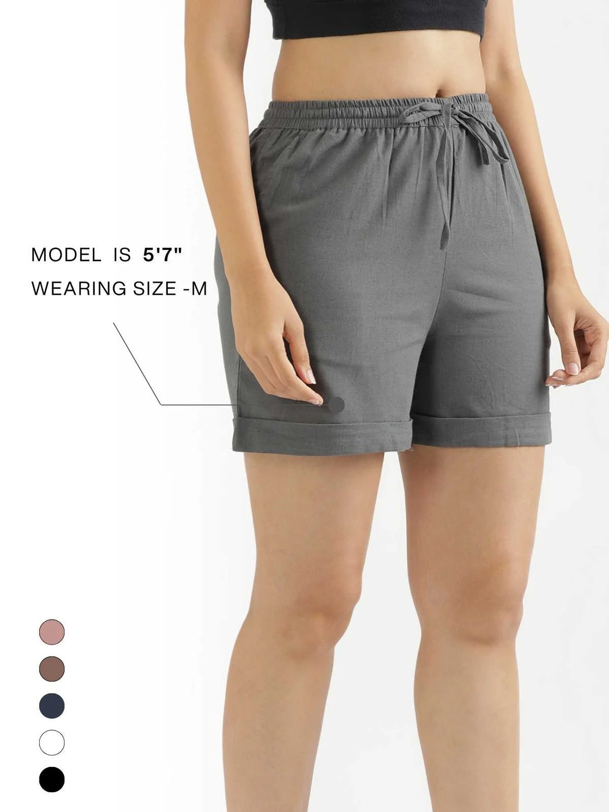 Women German Grey  Airy Linen Shorts