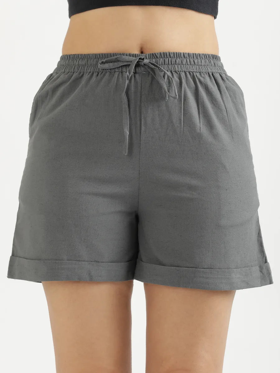 Women German Grey  Airy Linen Shorts