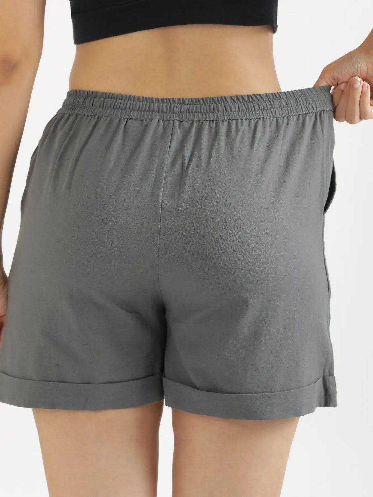Women German Grey  Airy Linen Shorts