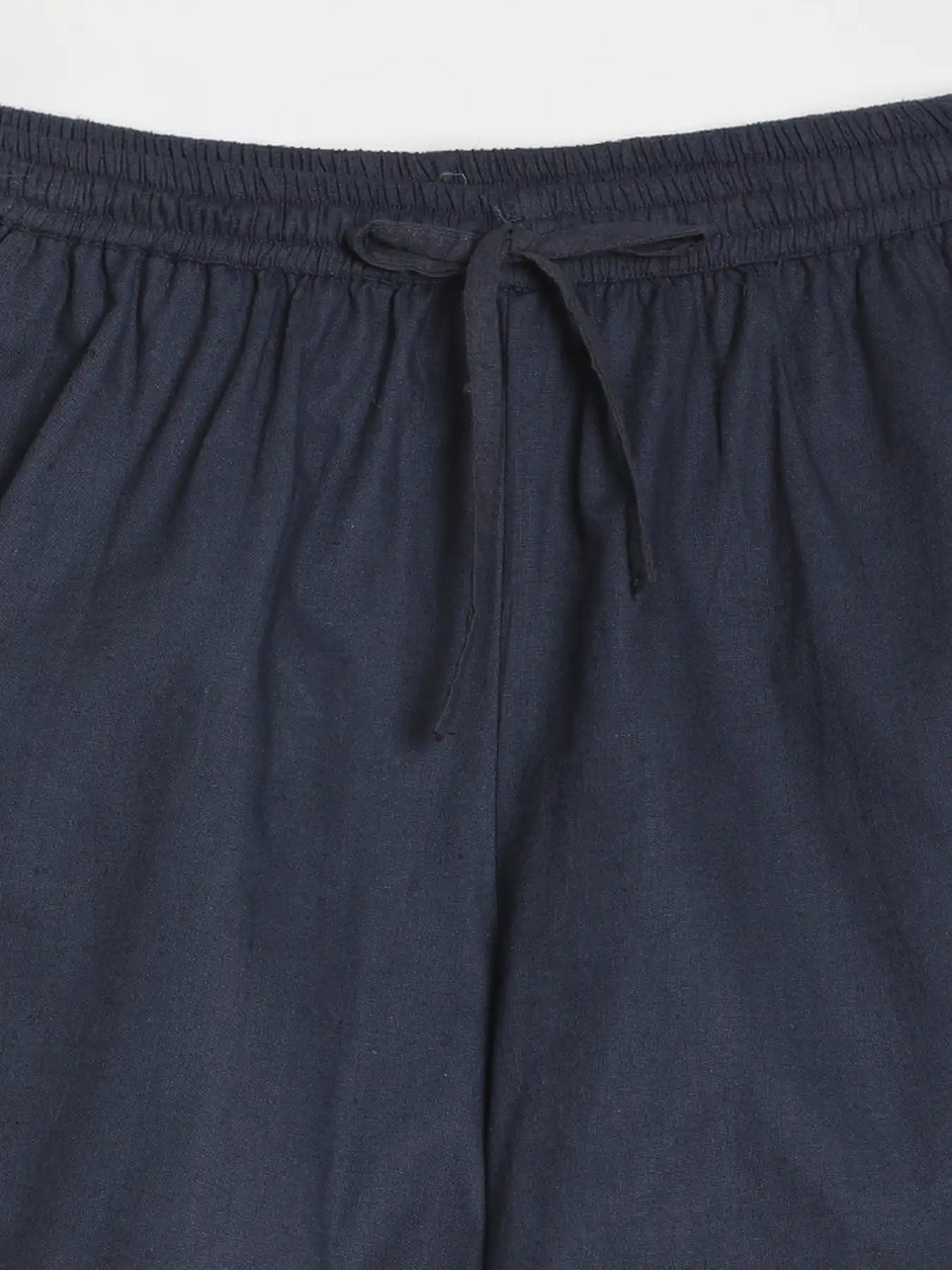 Women Navy Blue Airy Linen Shorts