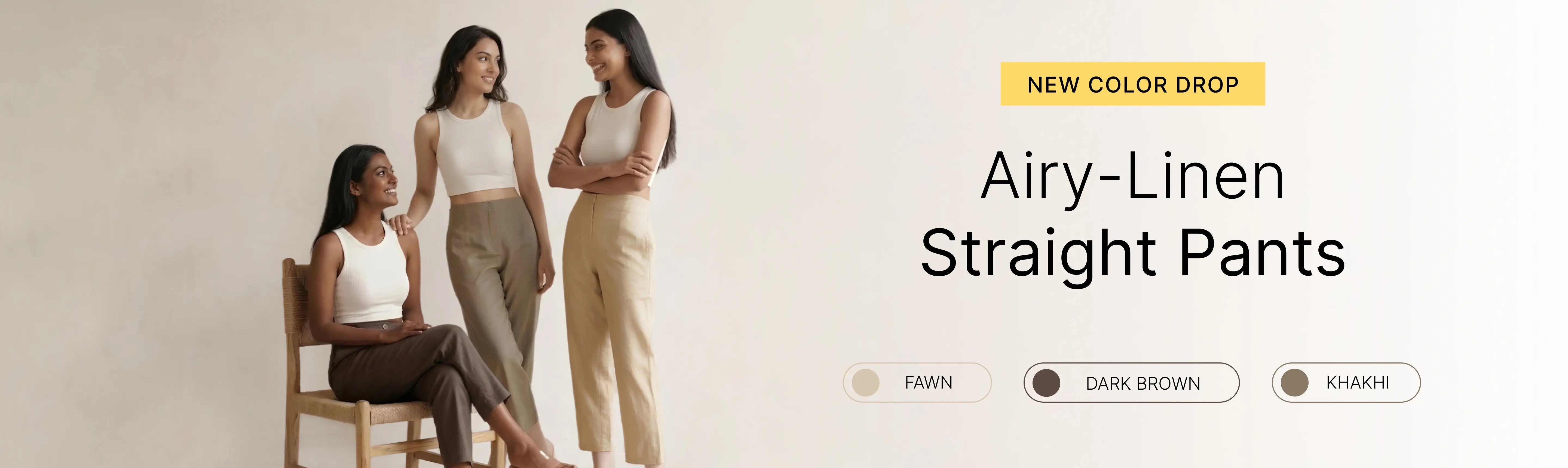 Women Airy Linen Straight Pants banner desktop
