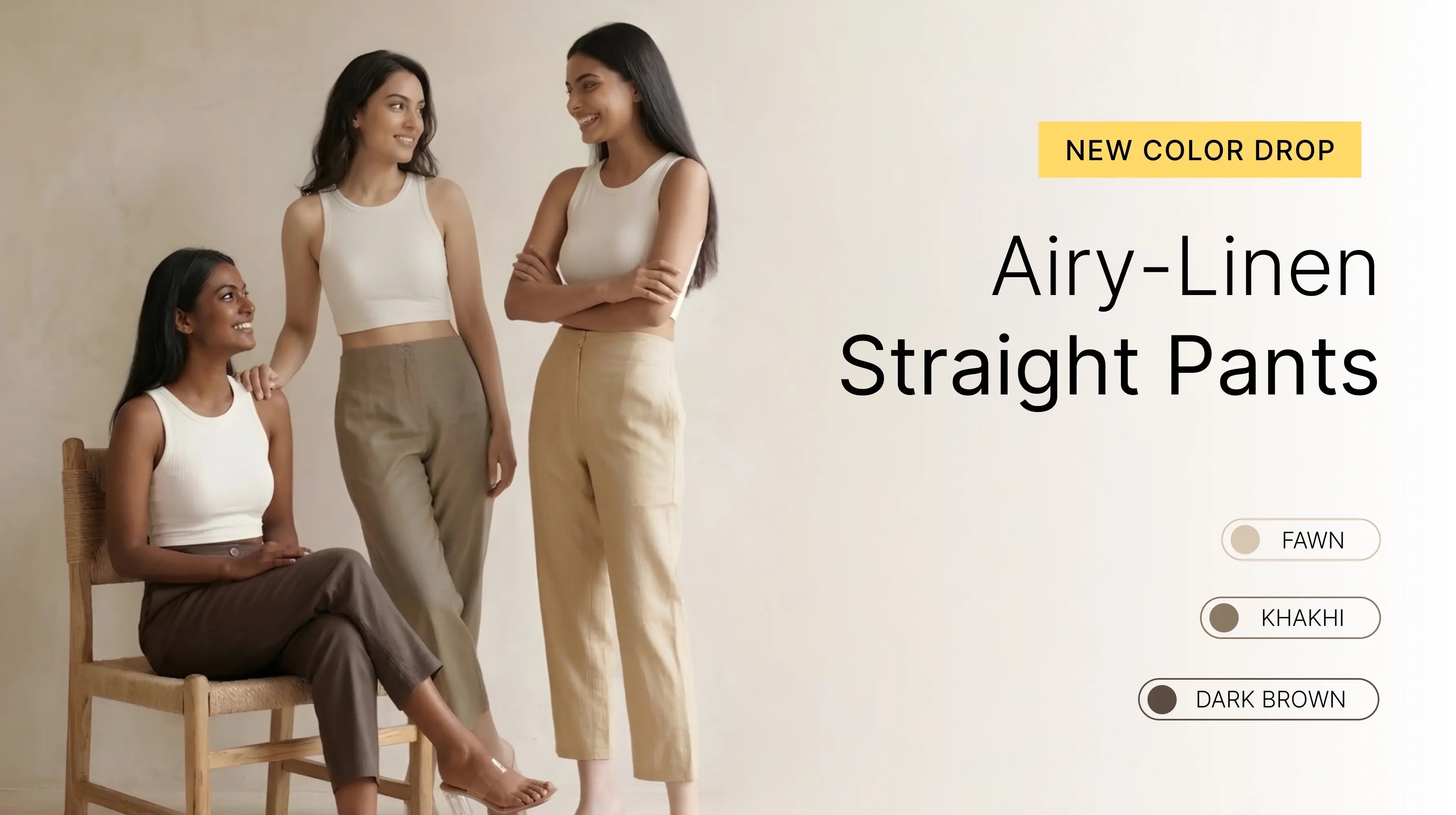 Women Airy Linen Straight Pants banner mobile