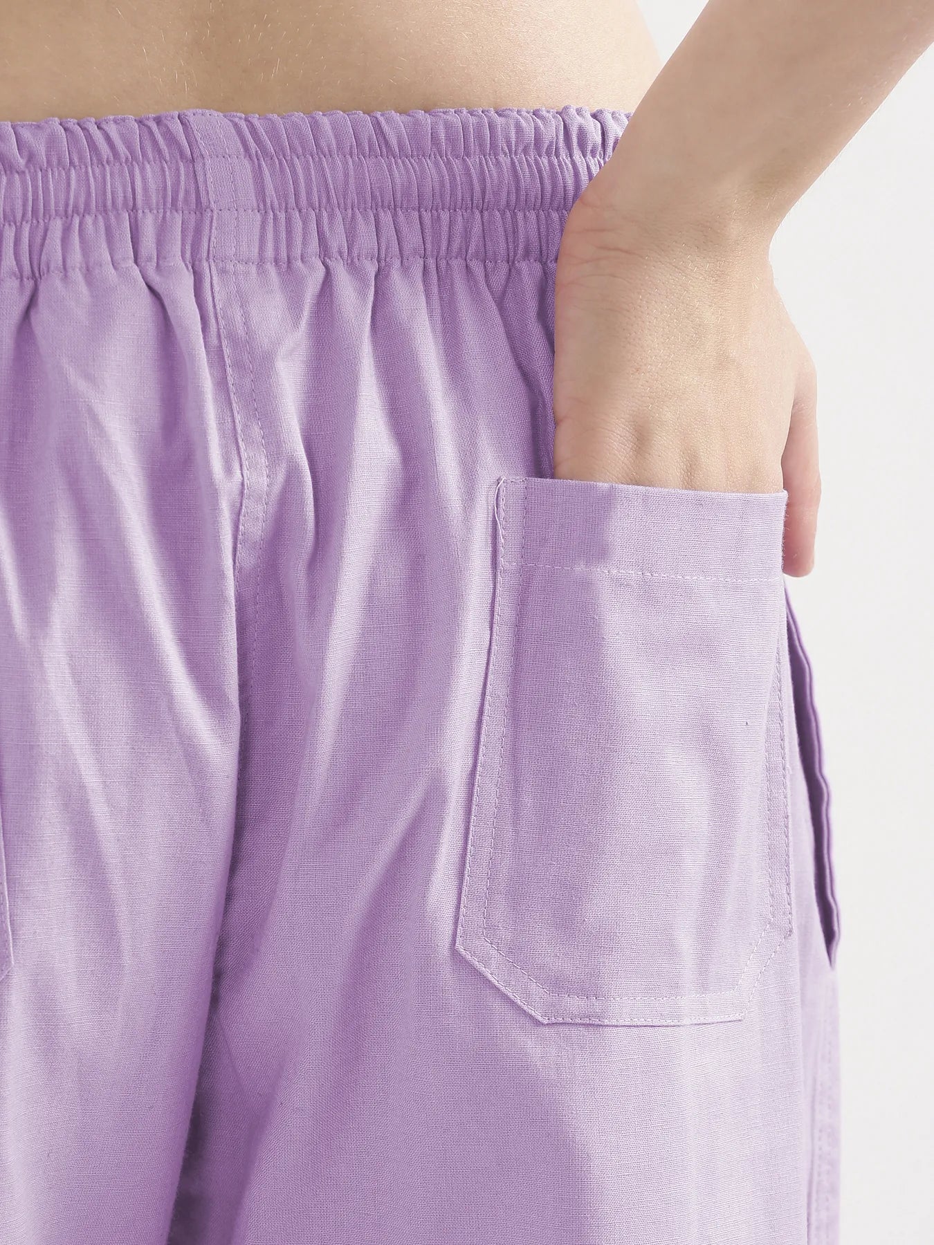 Women Lilac Airy Linen Straight Pants