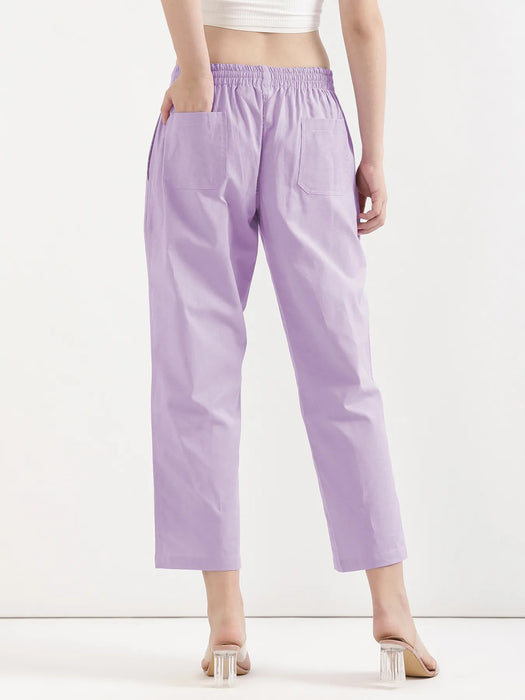 Women Lilac Airy Linen Straight Pants