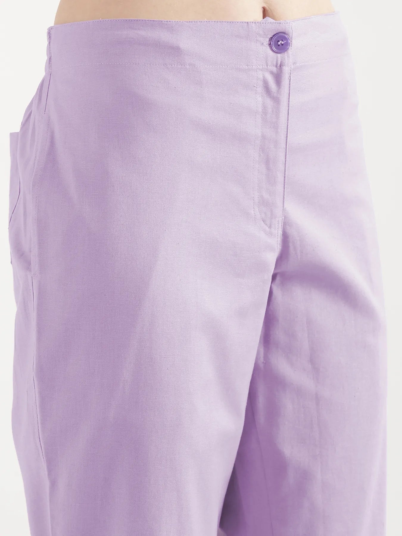 Women Lilac Airy Linen Straight Pants