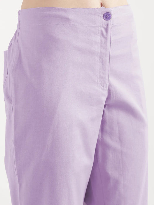 Women Lilac Airy Linen Straight Pants
