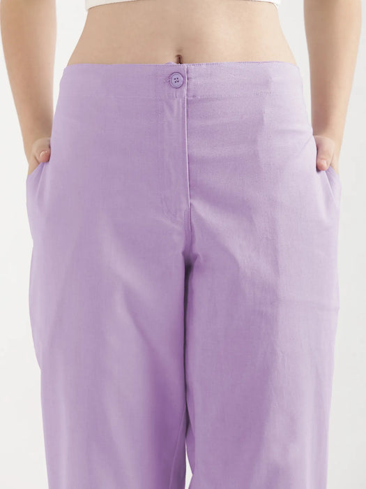 Women Lilac Airy Linen Straight Pants