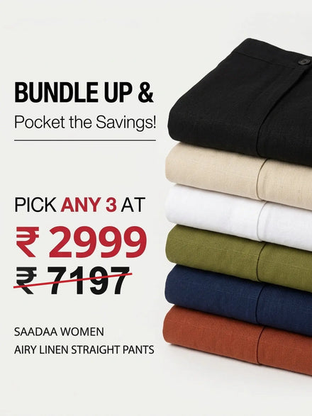Pick Any 3 banner - Pick Any 3 Women Airy Linen Straight Pants