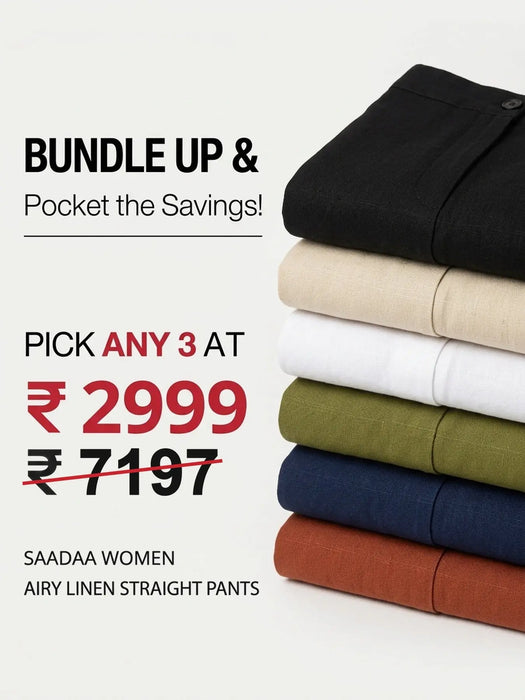 Pick Any 3 banner - Pick Any 3 Women Airy Linen Straight Pants
