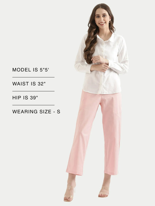 Women Salmon Pink Airy Linen Straight Pants