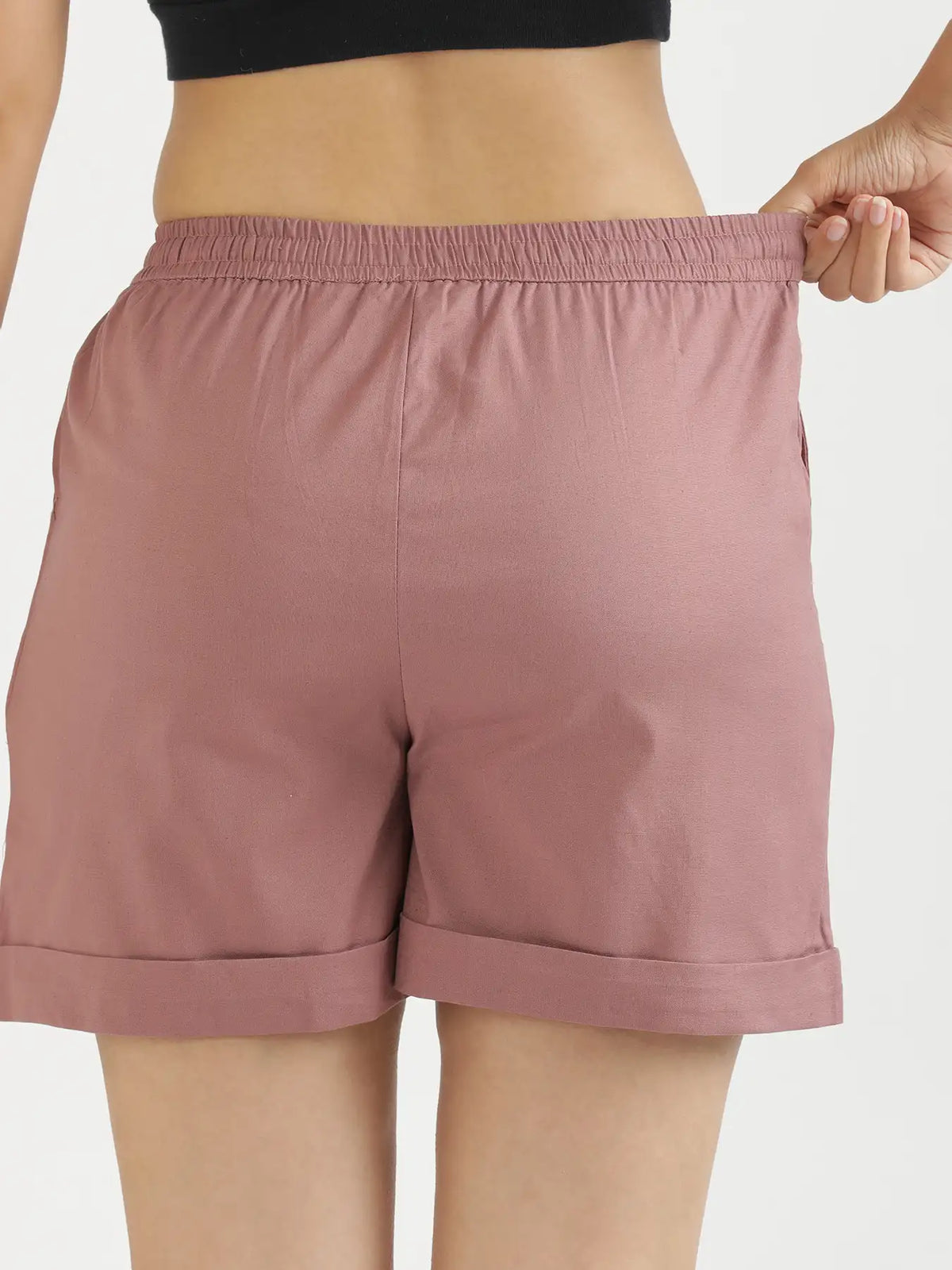 Women Rose Taupe Airy Linen Shorts