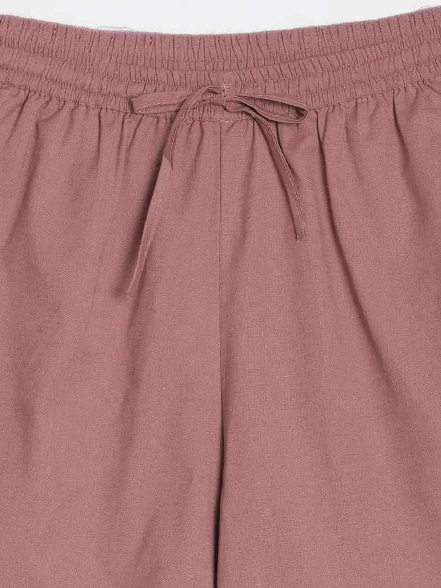 Women Rose Taupe Airy Linen Shorts