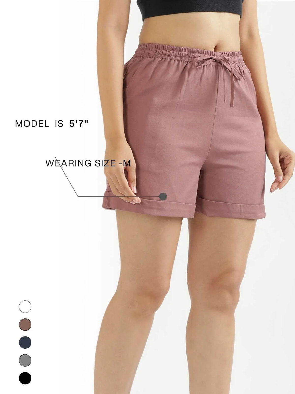 Women Rose Taupe Airy Linen Shorts