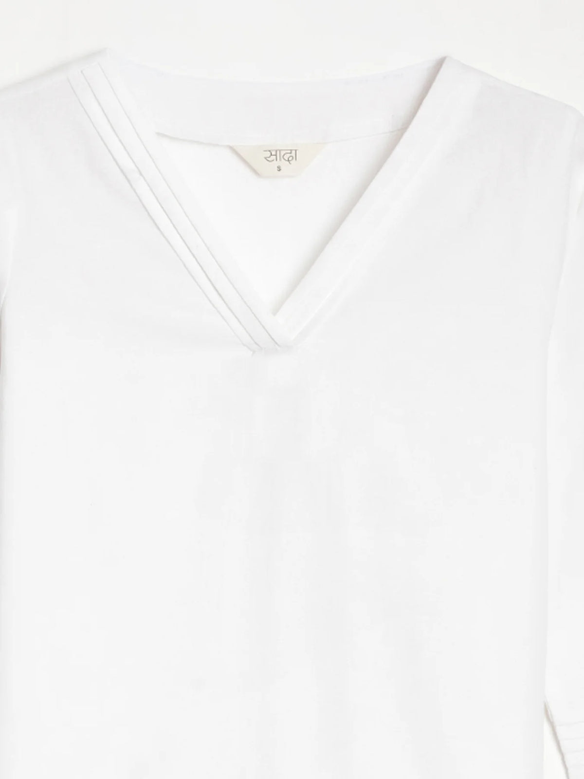 Women White Airy Linen V-Neck Long Kurta