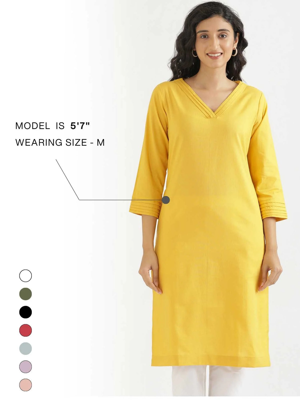 Women Yellow Airy Linen V-Neck Long Kurta
