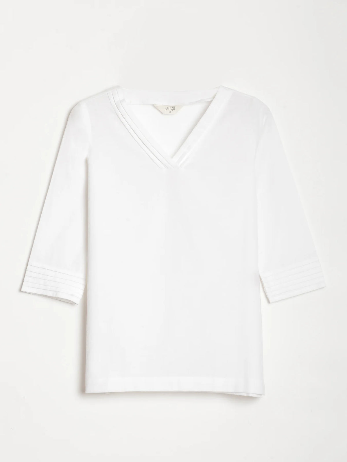 Women White Airy Linen V-Neck Short Kurta