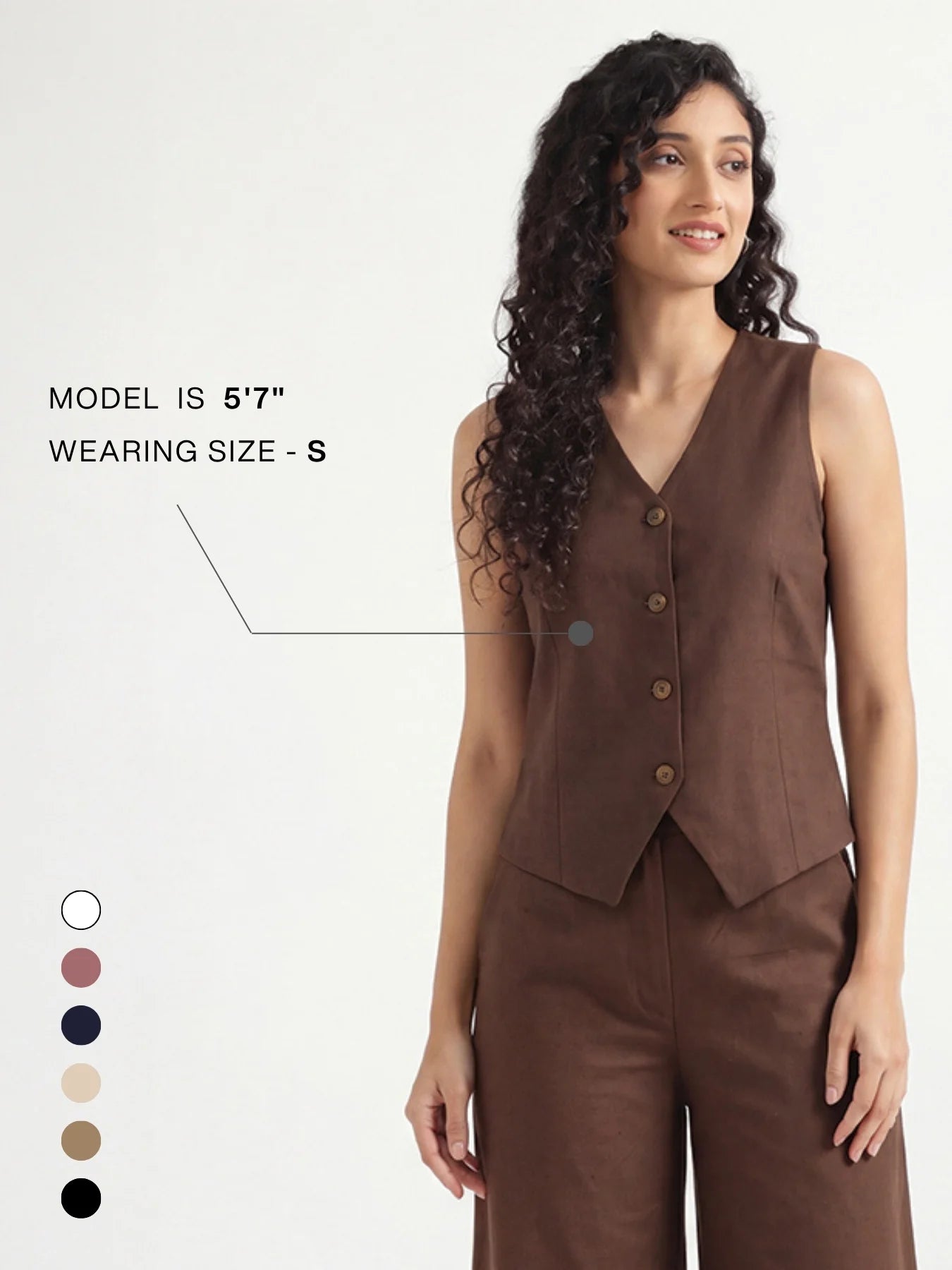 Women Dark Brown Airy Linen Waist Coat