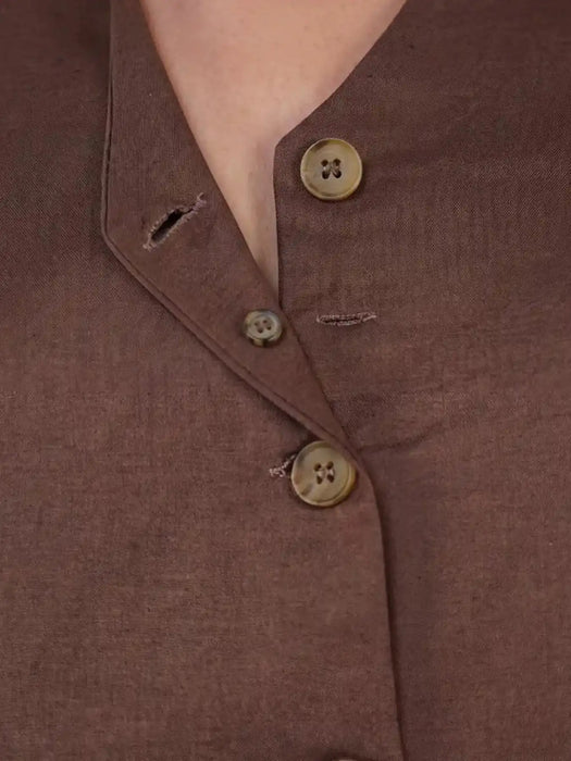 Women Dark Brown Airy Linen Waist Coat