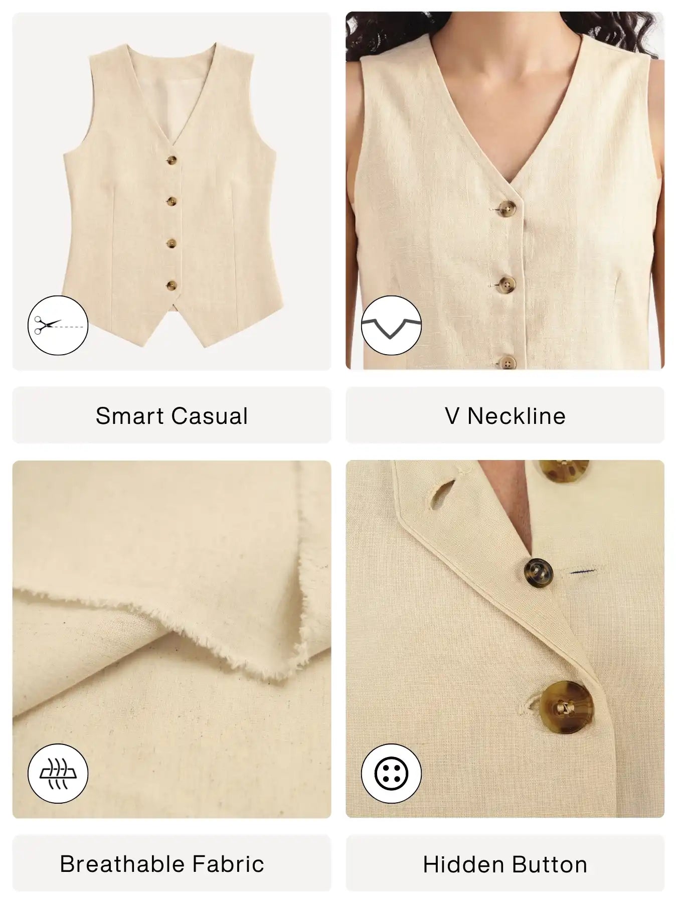 Women Fawn Airy Linen Waist Coat