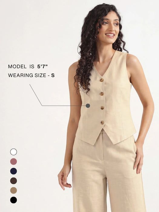 Women Fawn Airy Linen Waist Coat