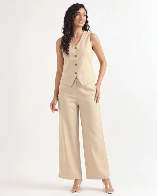 Women Fawn Airy Linen Waist Coat