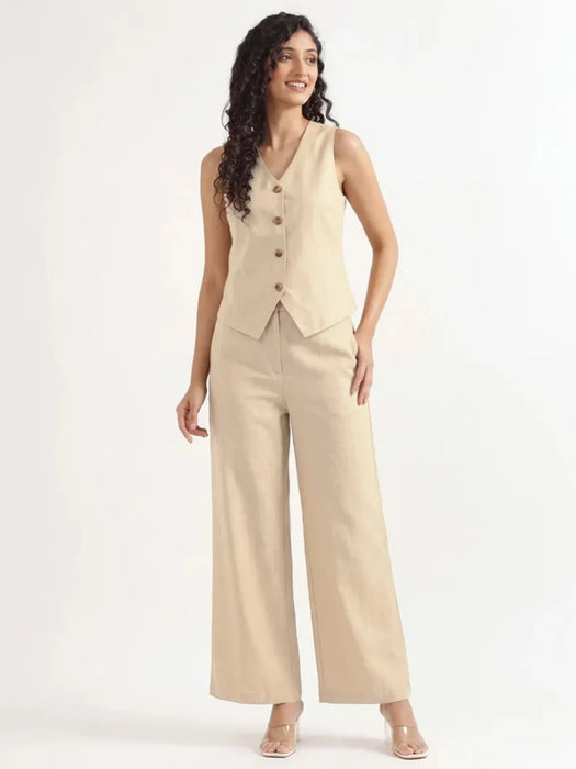 Women Fawn Airy Linen Waist Coat