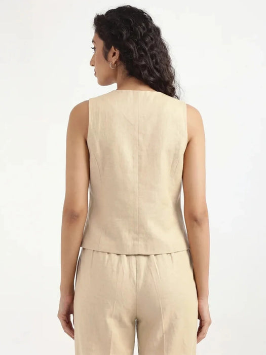 Women Fawn Airy Linen Waist Coat