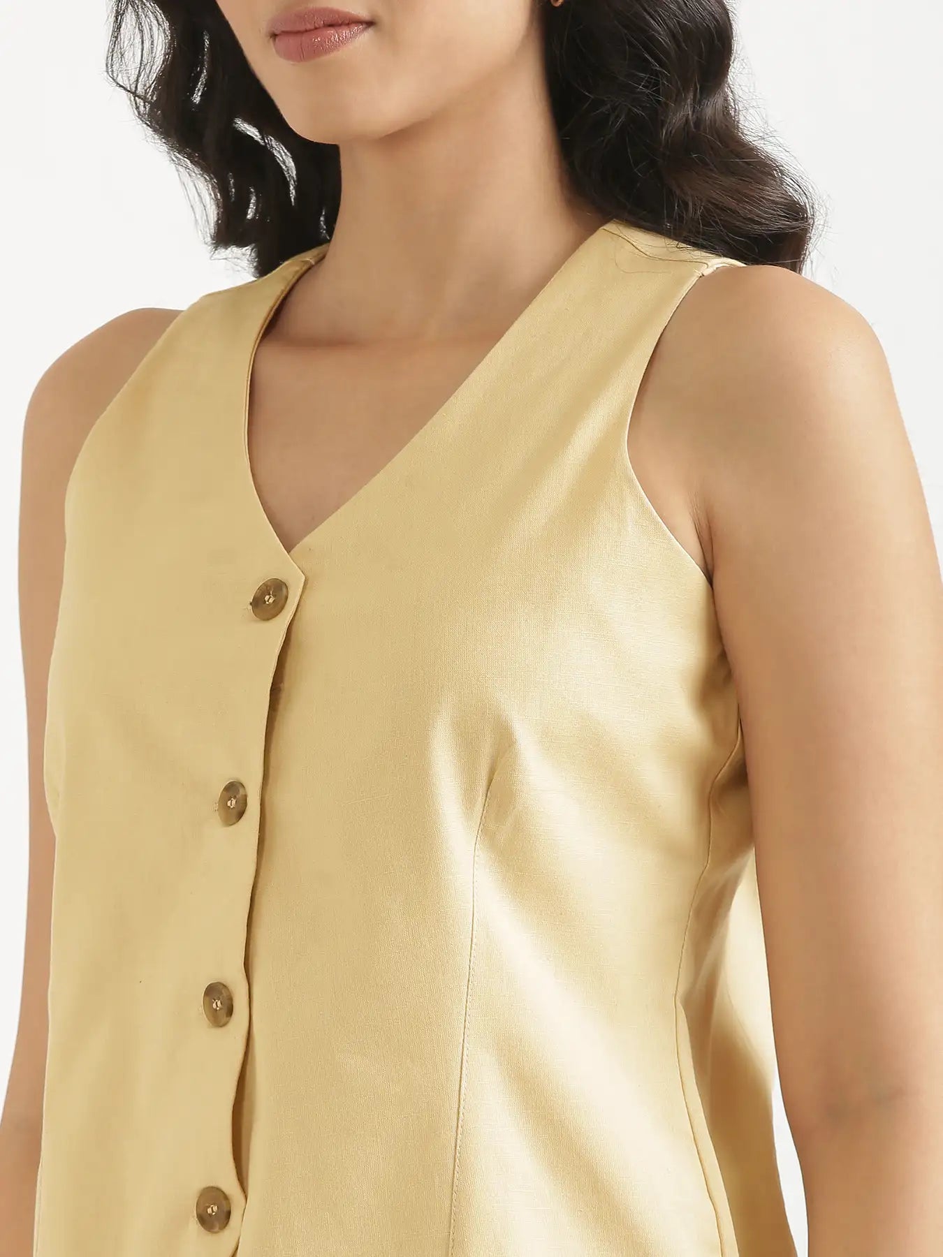 Women Fawn Airy Linen Waist Coat