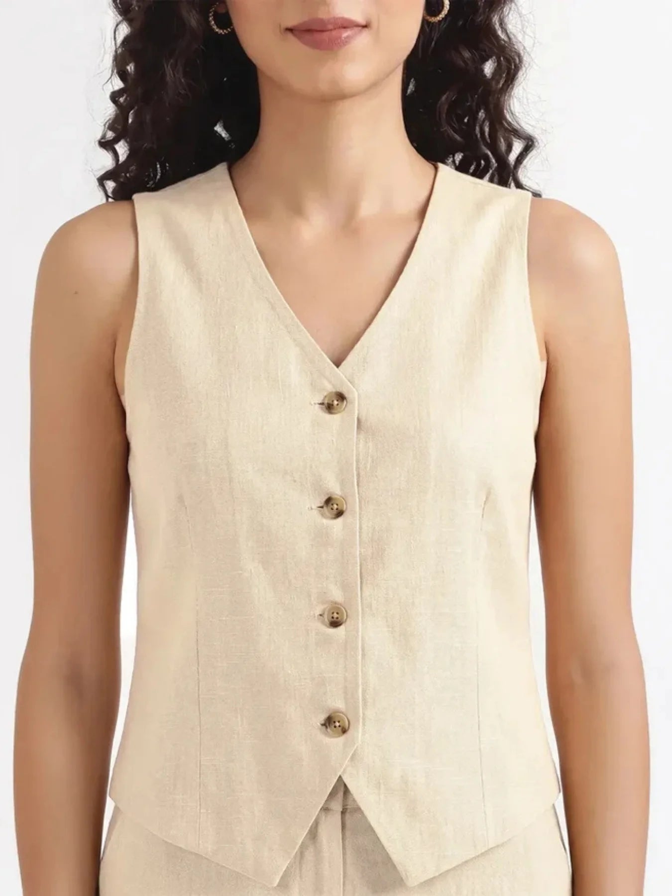 Women Fawn Airy Linen Waist Coat