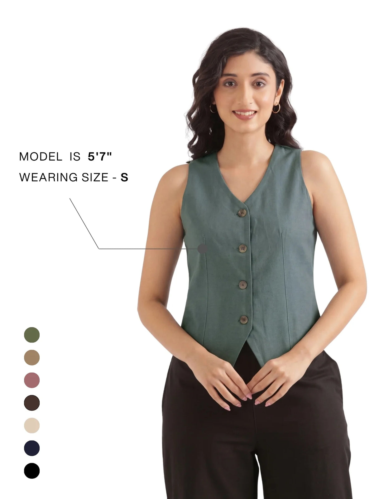 Women German Grey Airy Linen Waist Coat