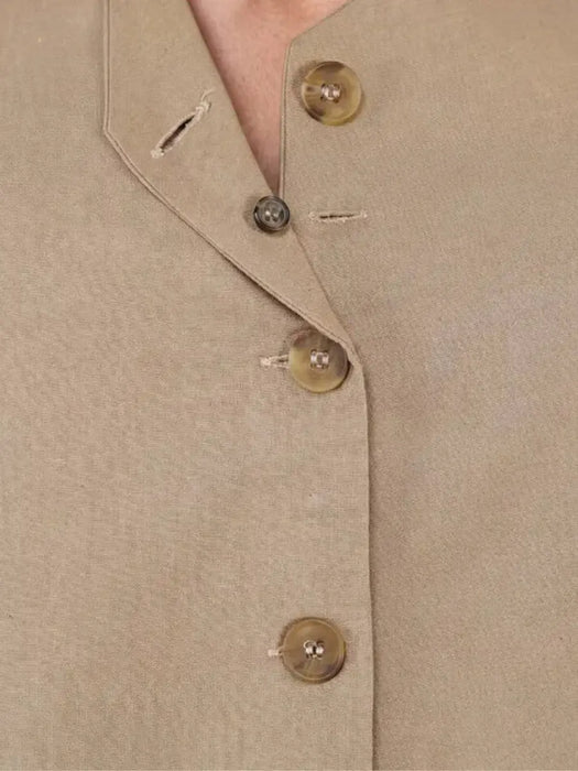 Women Khakhi Airy Linen Waist Coat