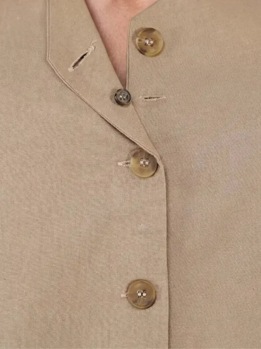 Women Khakhi Airy Linen Waist Coat