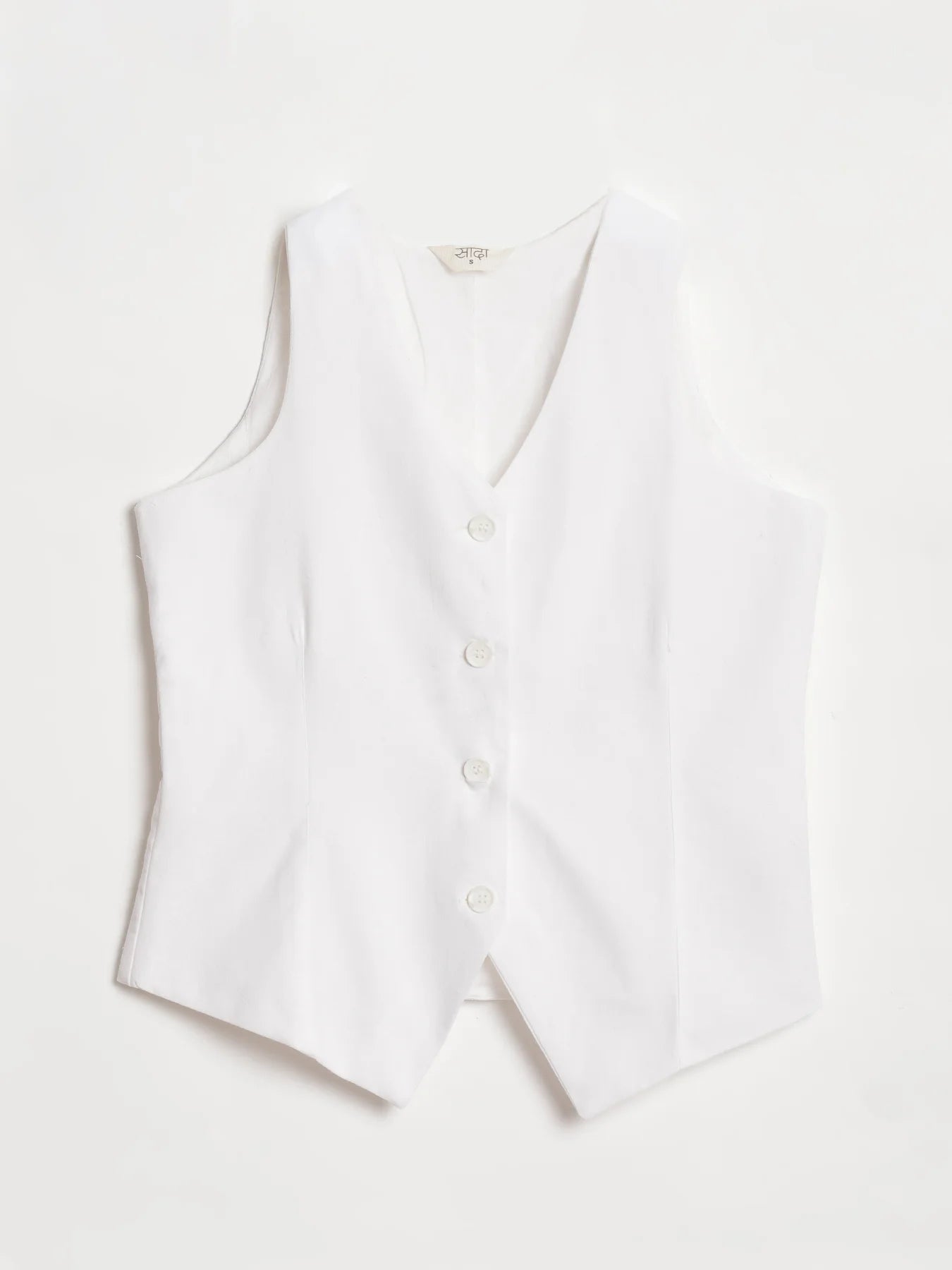 Women White Airy Linen Waist Coat