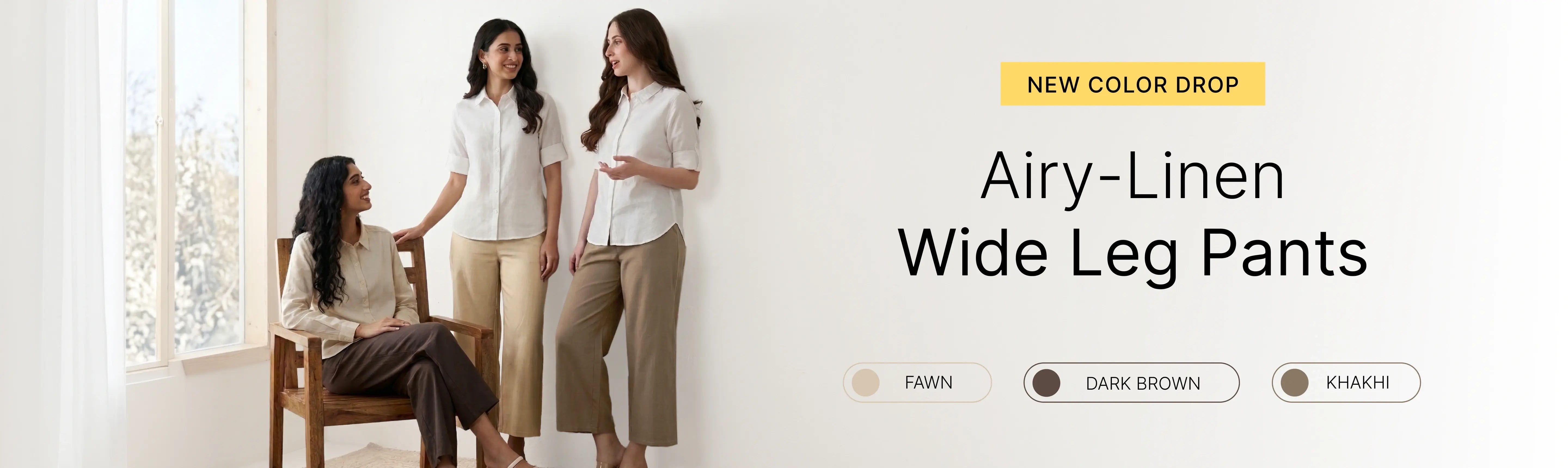 Women Airy Linen Wide Leg Pants banner desktop