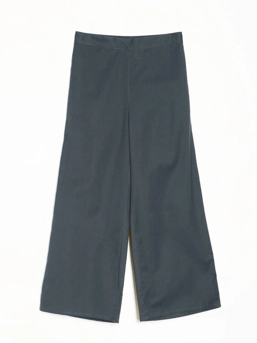 Women German Grey Airy Linen Wide Leg Pant