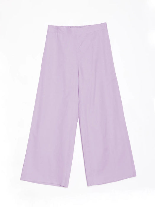 Women Lilac Airy Linen Wide Leg Pant