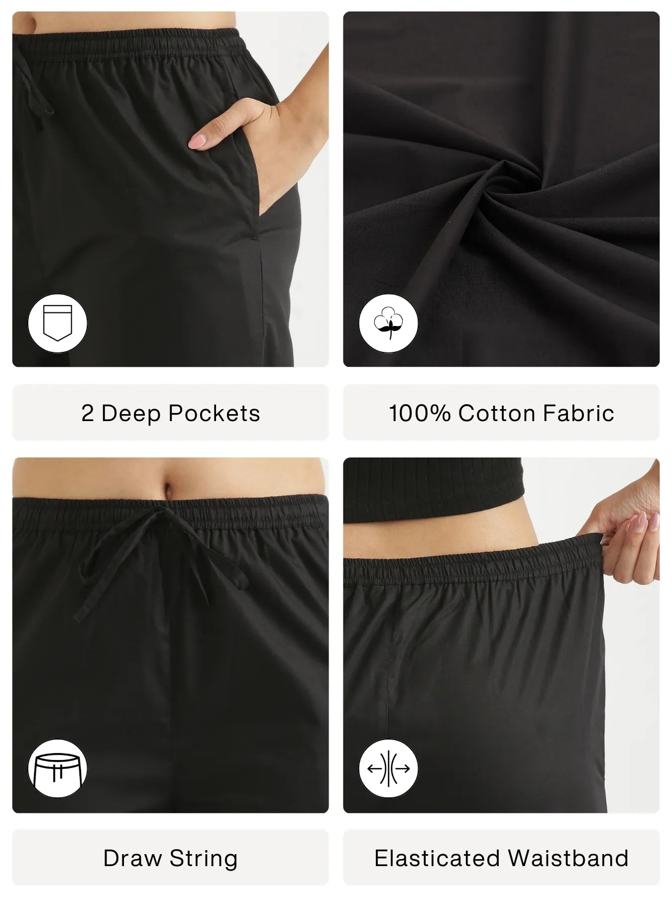 Women Black Better Cotton Casual Pant